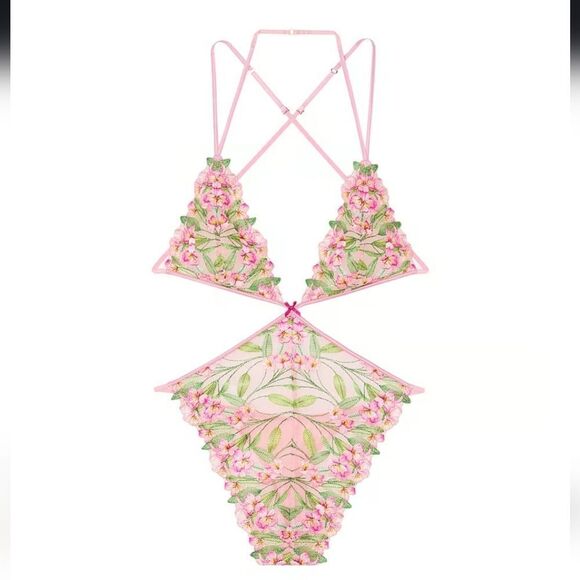 1014 Victoria Secret Lily Embroidery Triangle Teddy Sz Small - Picture 1 of 5